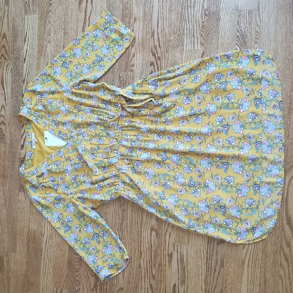(L) NWT DR2 Floral Tunic Dress Colorful Casual Cottagecore Bohemian Resortwear